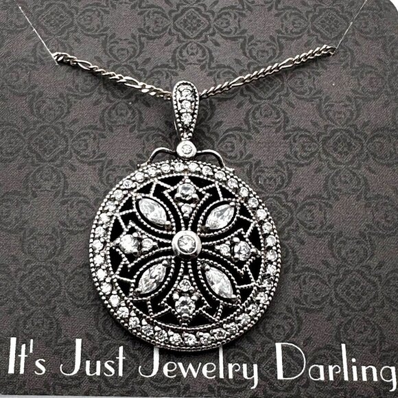 Womans Necklace Sterling Silver CZ Snowflake Style Pendant Holiday Winter Gift - Picture 3 of 4